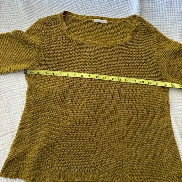 Eileen Fisher loose open knit green chartreuse olive linen cotton sweater - Picture 5 of 6